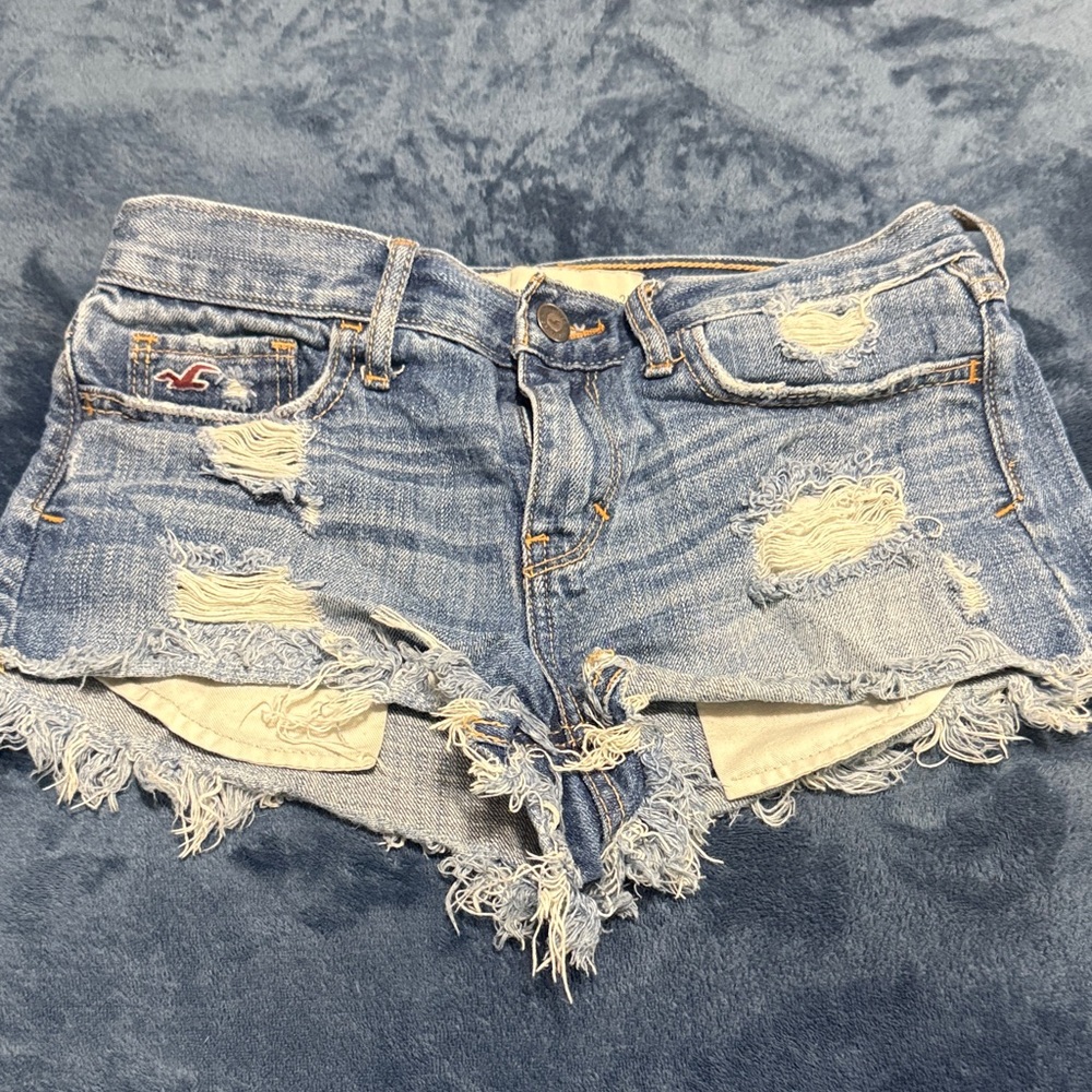 Hollister Blue Distressed Jean Shorts